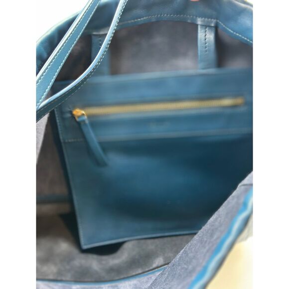 Celine Shoulder Bicolor‎ Metallic Blue Cabas Calfskin! AMAZING - Picture 6 of 8